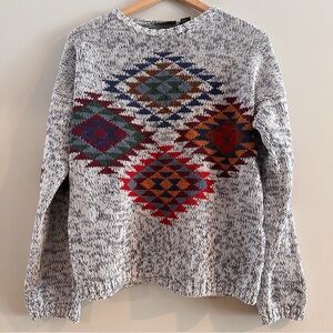 Vintage American Eagle Outfitters Mens Large Sweater Crew Neck Aztec 90s *Hole